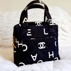‼️SOLD‼️Vintage Chanel 1996 Icon Letter Logo Canvas Mini Tote Bag